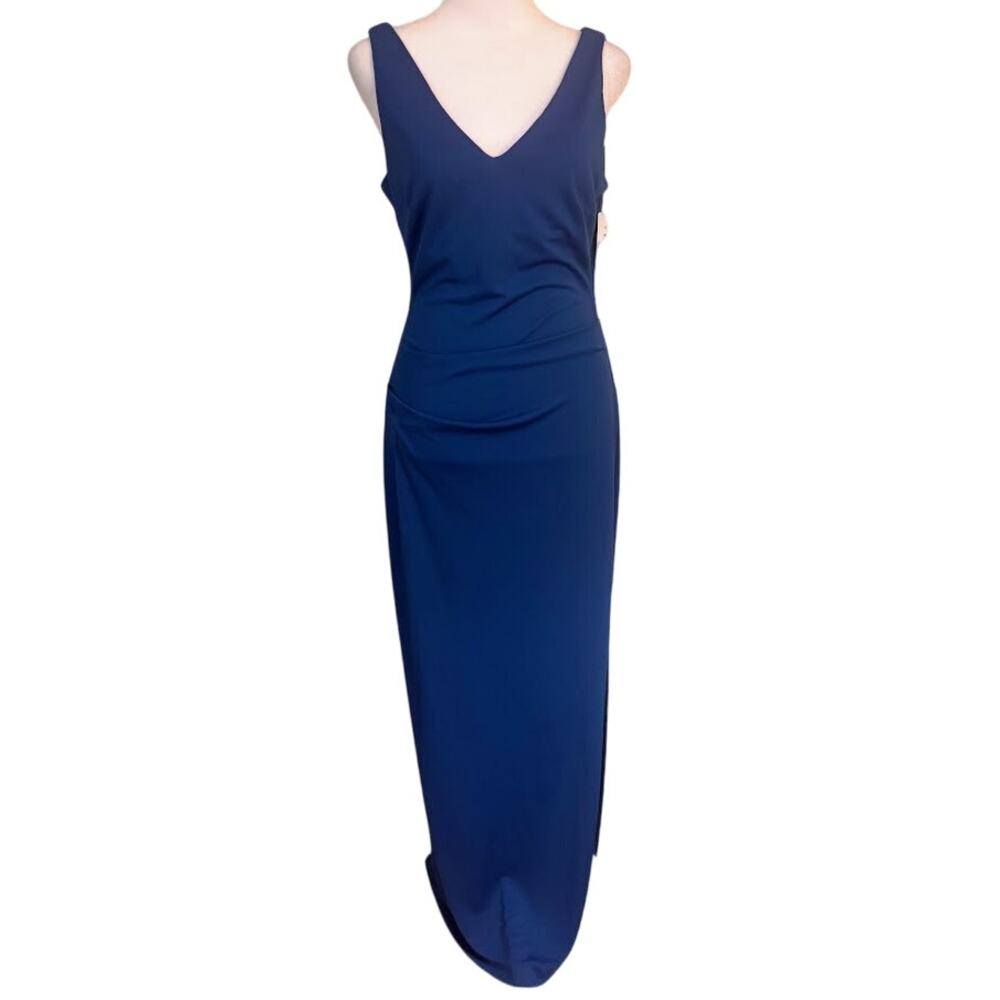 Nicole Miller Midnight Navy V-Neck Maxi Dress